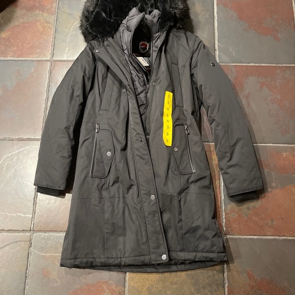 1 Madison Expedition Women's Faux Fur Trim Parka Jacket Coat Small Black - Picture 3 of 7